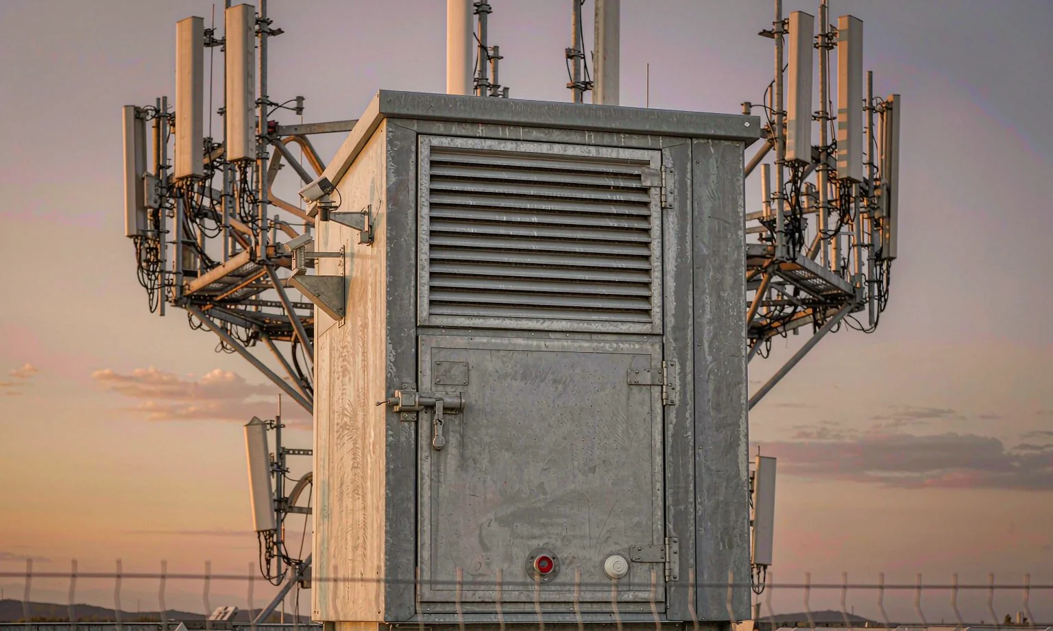 Outdoor telecom cabinet at a tower site