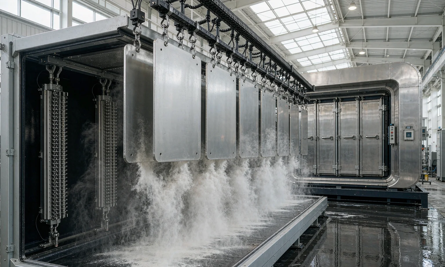 Panels on a pre-treatment and coating line
