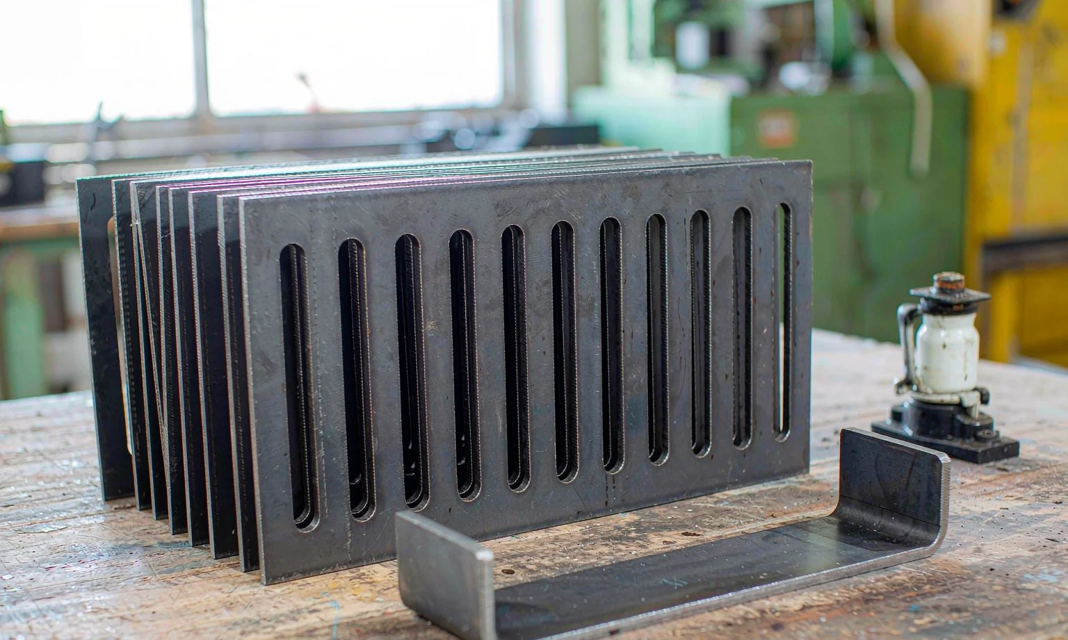 Laser-cut steel busbar mounting plates with slot patterns