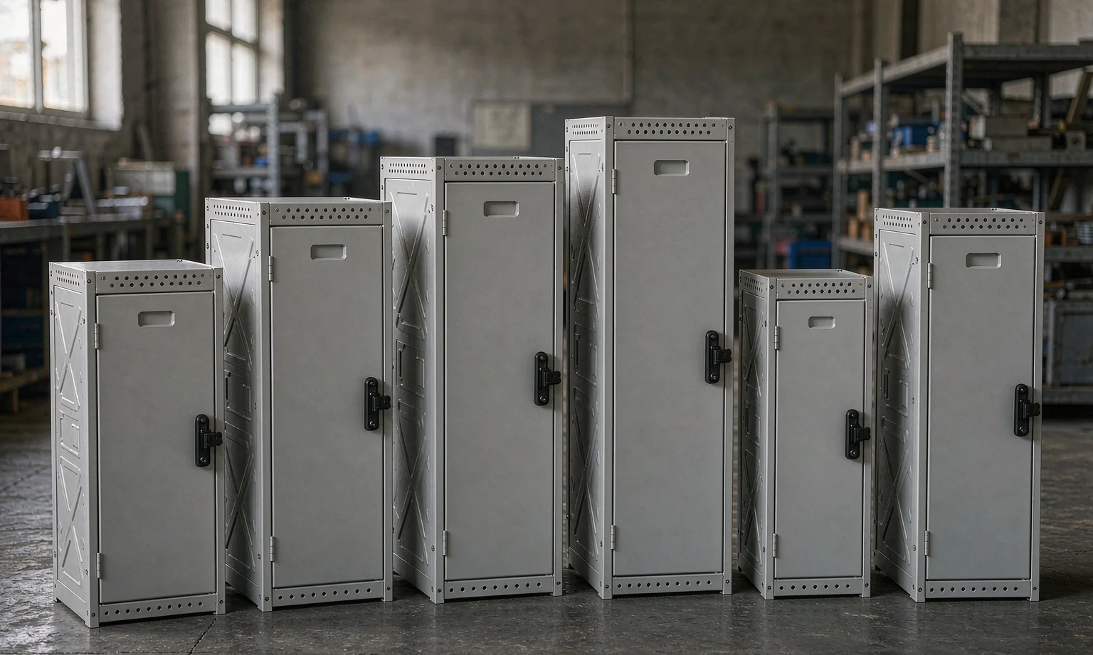 Family of custom sheet metal enclosures in different sizes